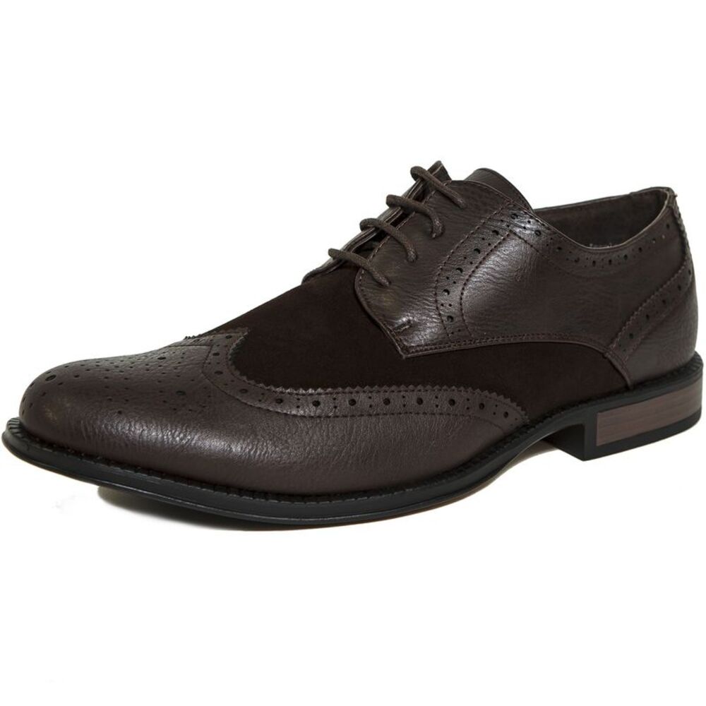 Alpine Swiss Zurich Mens Wing Tip Dress Shoes Two Tone Brogue Lace Up Oxfords